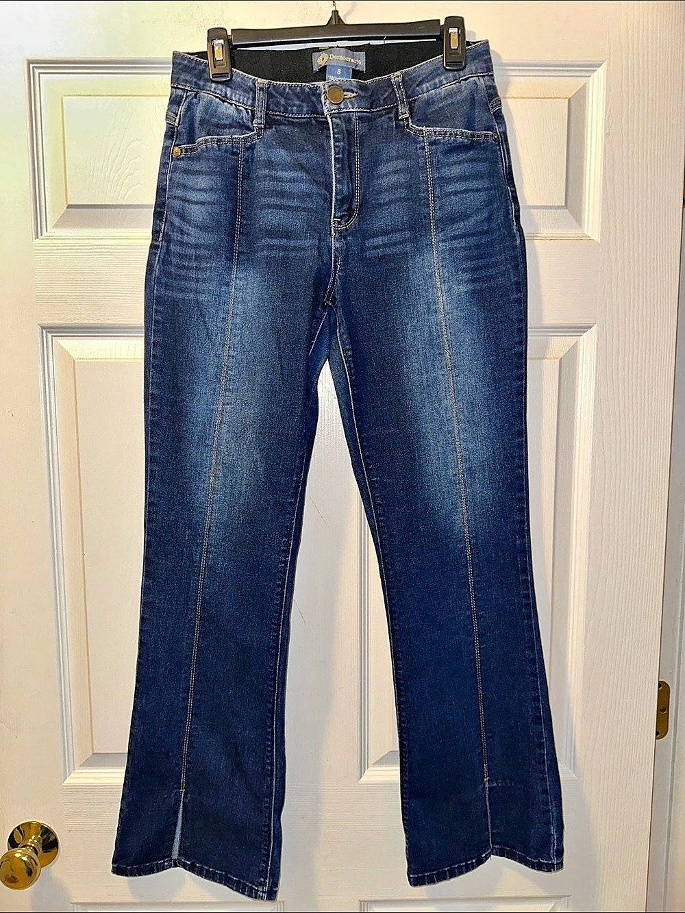 Women’s Democracy Seamed Bootcut Denim Jeans with Slit at Front Hems - Size 8